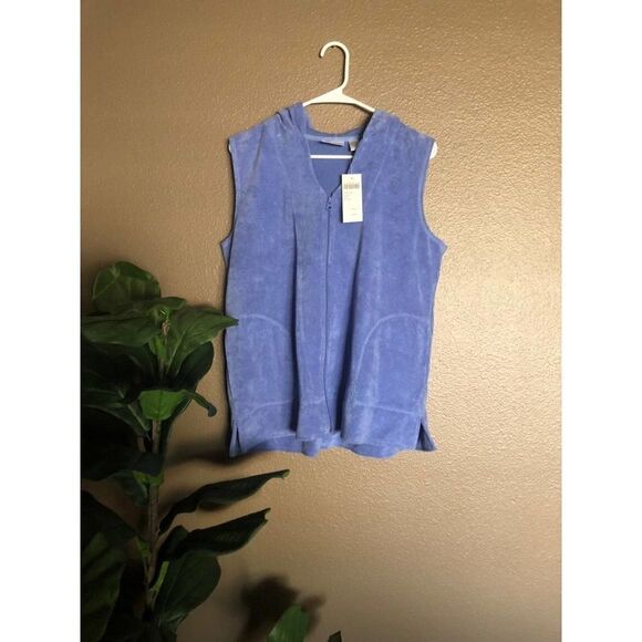 Chico's Blue Jay Dugout Spa Terry Cloth Vest - Picture 1 of 5